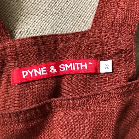Pyne and Smith Short Linen Overalls in Rust, Size XS - Picture 3 of 5